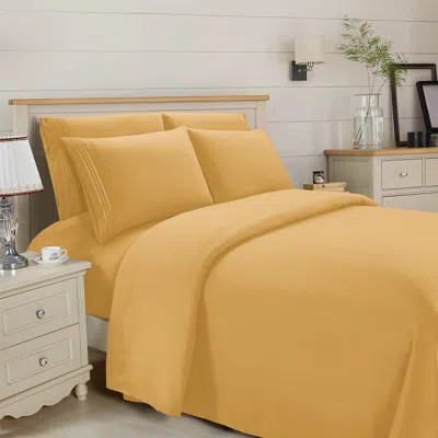 Elegant Comfort 6-piece 3-line Embroidery Sheet Set, Soft As A Hotel Premium Quality, Bright Shades