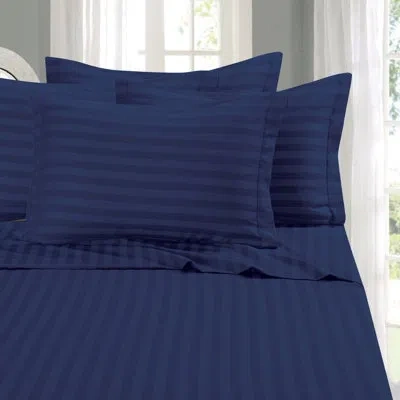 Elegant Comfort 6-piece Damask Stripe Bed Sheet Set, 1500 Thread Count Microfiber, Wrinkle-resistant In Navy