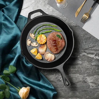 Elegant Comfort 8" Cast Iron Frying Pan In Black