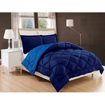 Elegant Comfort All Season Microfiber Down Alternative Comforter In Navy,aqua