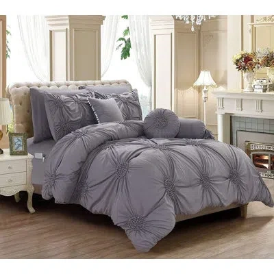 Elegant Comfort All-season Microfiber 10-piece Comforter Bedding Set With Sheets & Decorative Pillows In Gray