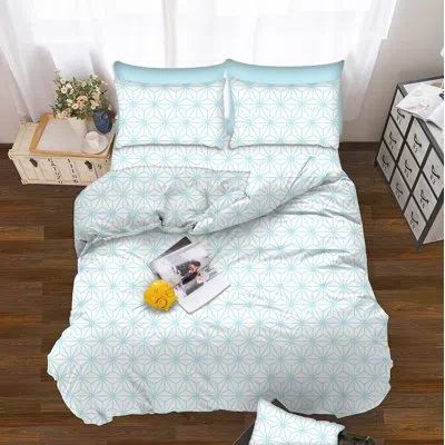 Elegant Comfort Cube Geometric Microfiber Percale Sheet Set In Aqua