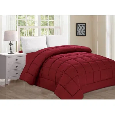 Elegant Comfort Double-filled Comforter %100 Hypoallergenic, Full/queen, Burgundy
