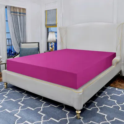 Elegant Comfort Essential Ultra Soft 1 Piece Deep Pocket Solid Fitted Sheet All Around Elastic In Pink