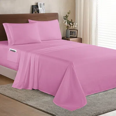 Elegant Comfort Extra Deep 18-24 Inch Pocket 3 Line Embroidery, 4-piece Sheet Set. Bright Shades.