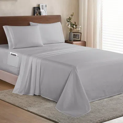Elegant Comfort Extra Deep 18-24 Inch Pocket 3 Line Embroidery, 4-piece Sheet Set. Moody Shades.