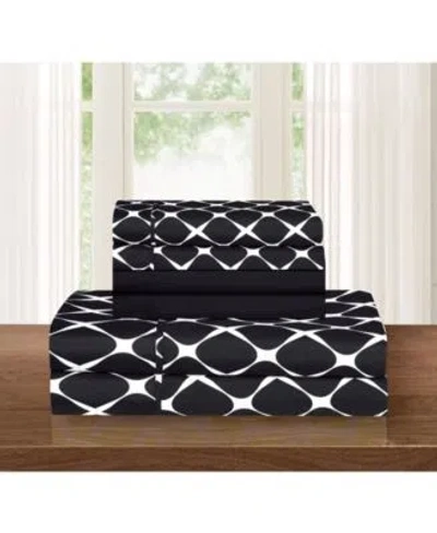 Elegant Comfort Geometric Printed Microfiber Sheet Sets In Black