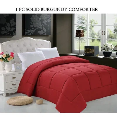 Elegant Comfort Goose Down Alternative Solid Burgundy Comforter Available In A Few Sizes And Colors , Fullqueen, Bur