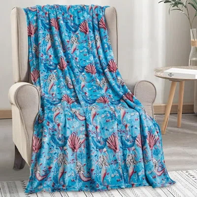 Elegant Comfort Lightweight Printed Throw Blanket- All Season, Ultra Soft, Cozy And Plush- Decorative Throw Blankets In Multicolor