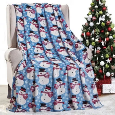 Elegant Comfort Lightweight Printed Throw Blanket- All Season, Ultra Soft, Cozy And Plush- Decorative Throw Blankets In Blue