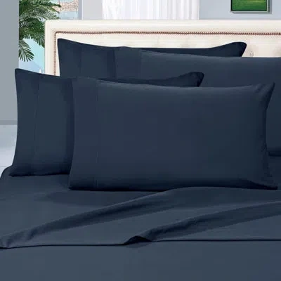 Elegant Comfort Luxurious 1500 Premium Hotel Quality Microfiber Three Line Embroidered Softest Bed Sheet Set, Wrinkl In Navy