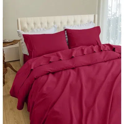 Elegant Comfort Luxuriously Soft 4-piece Velvet Plush Flannel Sheet Set - Premium Quality -cozy Warm, Anti-static, N In Burgundy