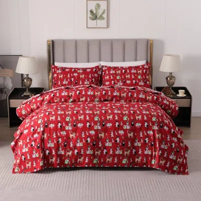 Elegant Comfort Luxuriously Soft 4-piece Velvet Plush Flannel Sheet Set - Premium Quality -cozy Warm, Anti-static, N In Red