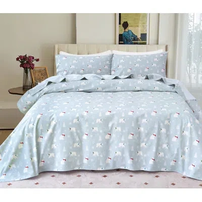 Elegant Comfort Luxuriously Soft 4-piece Velvet Plush Flannel Sheet Set - Premium Quality -cozy Warm, Anti-static, N In Blue