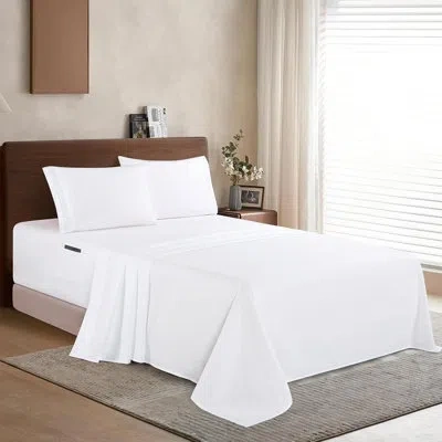 Elegant Comfort Luxury 1500 Premium Hotel Quality Microfiber 4-piece Sheet Set - Soft, All Around Elastic 18-24 Inch In White