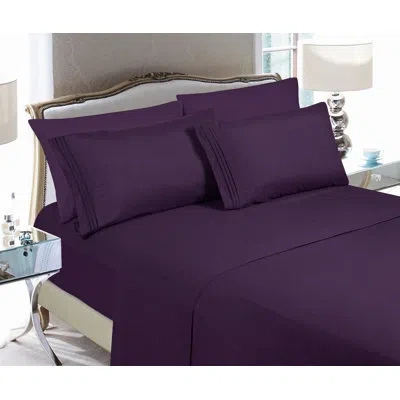 Elegant Comfort Microfiber Sheet Set With Deep Pocket Fitted Sheet In Purple