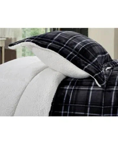 Elegant Comfort Plaid Micromink Sherpa Reversible Down Alternative Microsuede Comforter Sets In Brown