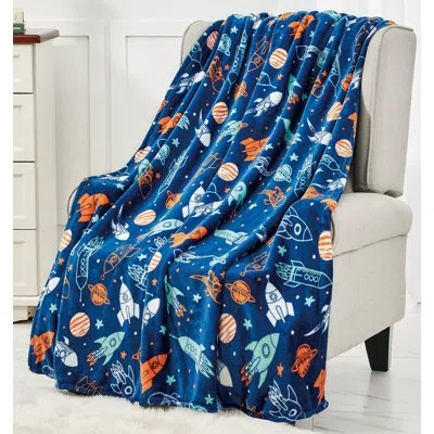 Elegant Comfort Plain Weave / Muslin Throw Blanket In Blue