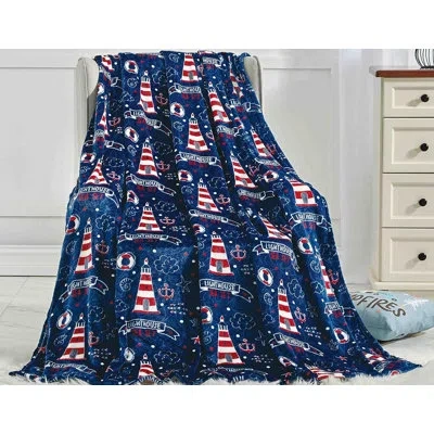 Elegant Comfort Plain Weave / Muslin Throw Blanket In Lighthouse