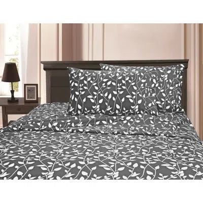 Elegant Comfort Polyester Floral Duvet Cover In Gray