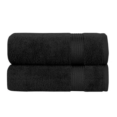 Elegant Comfort Premium Turkish Cotton 2 Pack Bath Towel Set - 27 X 54 Inch, Luxurious Hotel Spa Quality 100% Turkis In Black