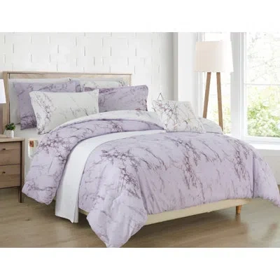 Elegant Comfort Reversible 10-piece Comforter Set, Decorative Pillow And Fitted Sheet With Smart Pockets, Soft, Plus In Purple
