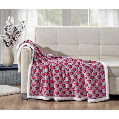 Elegant Comfort Reversible & Printed Sherpa Throw Blanket- All-season Blanket- Super Soft, Cozy And Plush- Decorativ In Pink