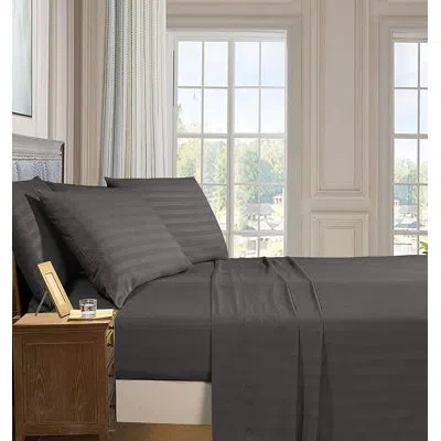 Elegant Comfort Striped Microfiber Percale Sheet Set In Gray