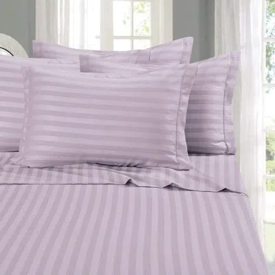 Elegant Comfort Striped Microfiber Percale Sheet Set In Lilac