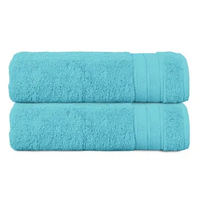 Elegant Comfort Three Line Popcorn Towel Set For Bathroom 27 X 54 Inches, Premium Hotel Quality 2-pack Bath Towels,  In Blue
