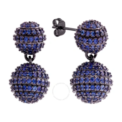 Elegant Confetti Women's 18k Black Gold Plated Blue Cz Simulated Diamond Pave Ball Drop Statement Ea In Purple