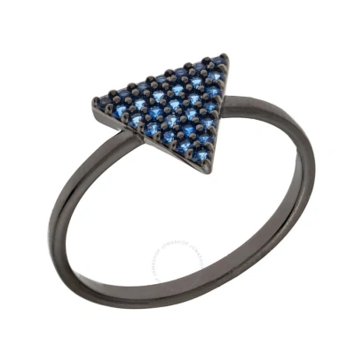 Elegant Confetti Women's 18k Black Gold Plated Blue Cz Simulated Diamond Pave Stackable Triangle Rin