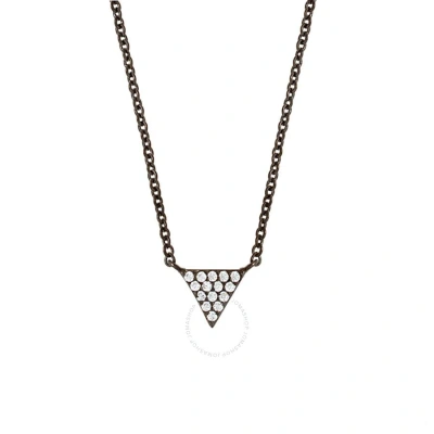 Elegant Confetti Women's 18k Black Gold Plated Cz Simulated Diamond Pave Mini Triangle Pendant Neckl