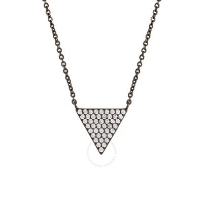 Elegant Confetti Women's 18k Black Gold Plated Cz Simulated Diamond Pave Triangle Pendant Necklace