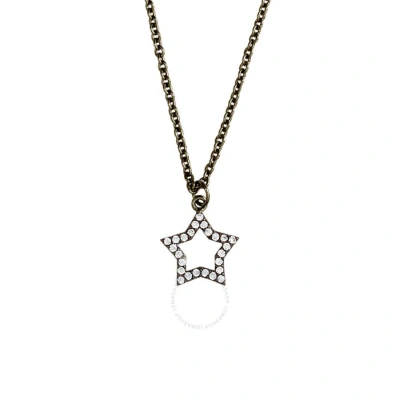 Elegant Confetti Women's 18k Black Gold Plated Cz Simulated Diamond Star Pendant Necklace In Metallic
