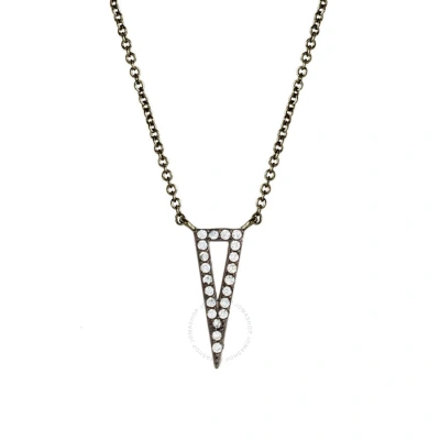 Elegant Confetti Women's 18k Black Gold Plated Cz Simulated Diamond Triangle Pendant Necklace