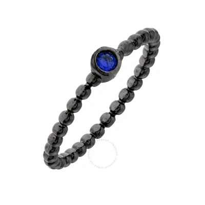 Elegant Confetti Women's 18k Black Gold Plated Dark Blue Cz Simulated Diamond Stackable Ring Size 5