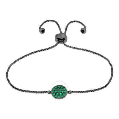 Elegant Confetti Women's 18k Black Gold Plated Green Cz Simulated Diamond Circle Adjustable Bolo Bra