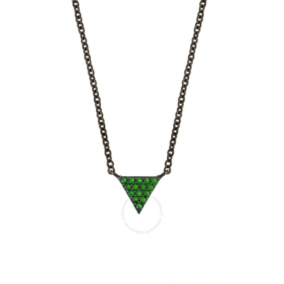 Elegant Confetti Women's 18k Black Gold Plated Green Cz Simulated Diamond Pave Mini Triangle Pendant