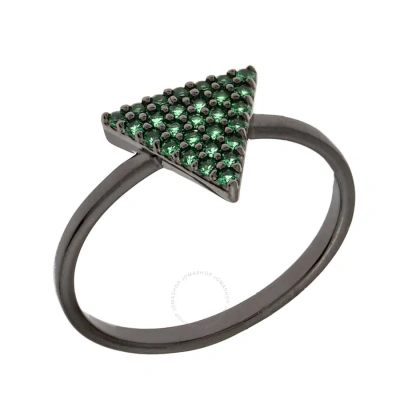 Elegant Confetti Women's 18k Black Gold Plated Green Cz Simulated Diamond Pave Stackable Triangle Ri
