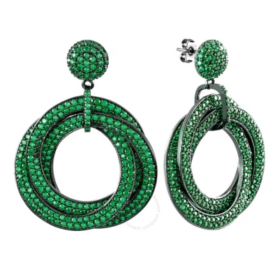 Elegant Confetti Women's 18k Black Gold Plated Green Cz Simulated Diamond Pave Statement Triple Ring