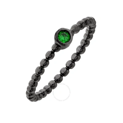 Elegant Confetti Women's 18k Black Gold Plated Green Cz Simulated Diamond Stackable Ring Size 5