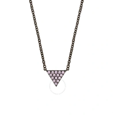 Elegant Confetti Women's 18k Black Gold Plated Pink Cz Simulated Diamond Pave Mini Triangle Pendant