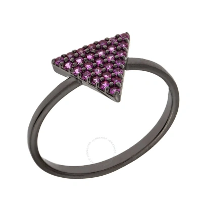 Elegant Confetti Women's 18k Black Gold Plated Pink Cz Simulated Diamond Pave Stackable Triangle Rin