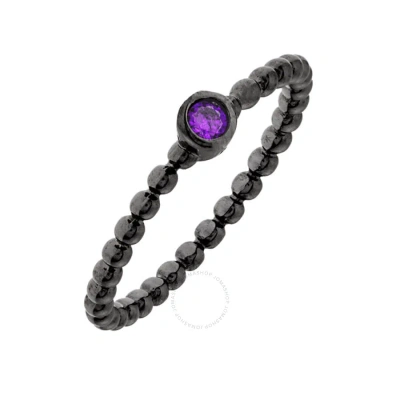 Elegant Confetti Women's 18k Black Gold Plated Purple Cz Simulated Diamond Stackable Ring Size 8 In Gray