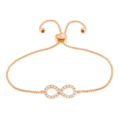 Elegant Confetti Women's 18k Rose Gold Plated Cz Simulated Diamond Adjustable Bolo Infinity Pendant In Rose Gold-tone