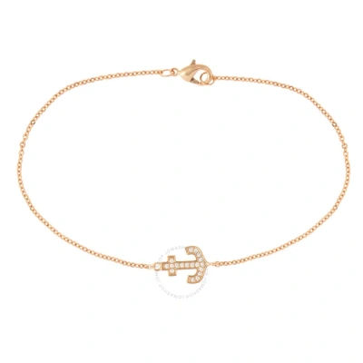 Elegant Confetti Women's 18k Rose Gold Plated Cz Simulated Diamond Anchor Pendant Bracelet In Rose Gold-tone