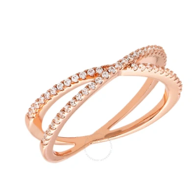 Elegant Confetti Women's 18k Rose Gold Plated Cz Simulated Diamond Criss Cross Stackable Ring Size 5