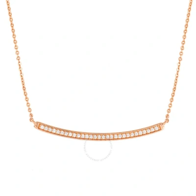 Elegant Confetti Women's 18k Rose Gold Plated Cz Simulated Diamond Curved Bar Necklace In Rose Gold-tone