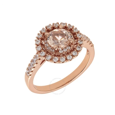 Elegant Confetti Women's 18k Rose Gold Plated Cz Simulated Diamond Double Halo Ring Size 9